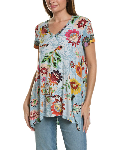 Johnny Was Rainbow Floral Drape Tunic In Blue