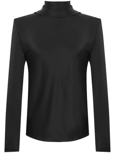 Saint Laurent Women's Cowl-back Blouse In Silk Satin In Black