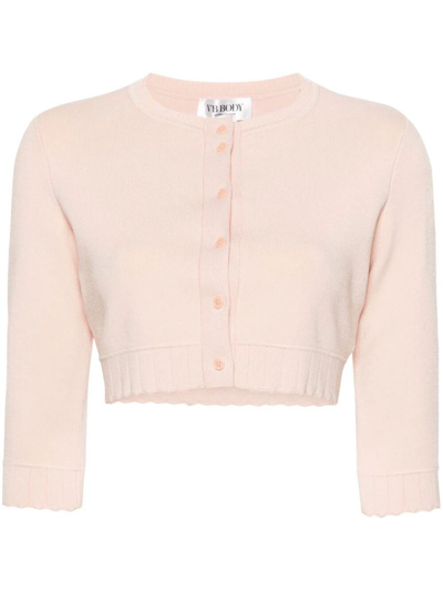 Victoria Beckham Cropped Cardigan In Nude & Neutrals