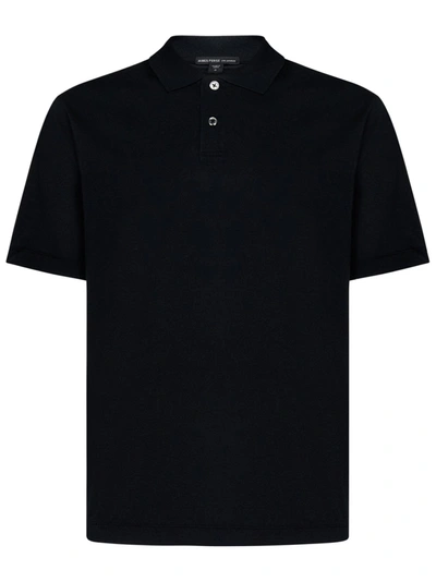 James Perse Luxe Lotus Jersey Polo Shirt In Nero