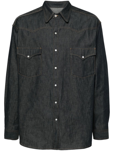 Maison Margiela Flap Chest-pocketed Buttoned Denim Shirt In Blue