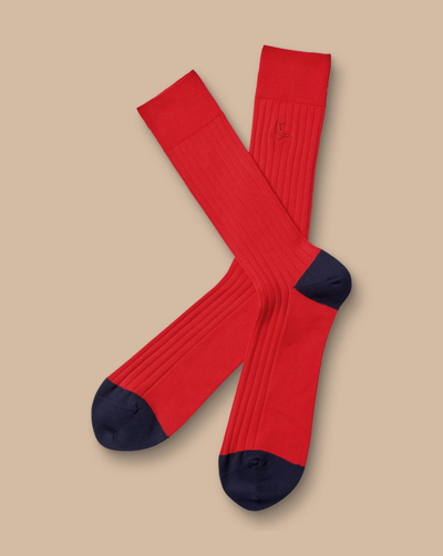 Charles Tyrwhitt Men's  Rib Socks In Red
