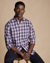 Charles Tyrwhitt Men's Slim Fit Button-down Collar Non-iron Stretch Poplin Check Shirt In Red