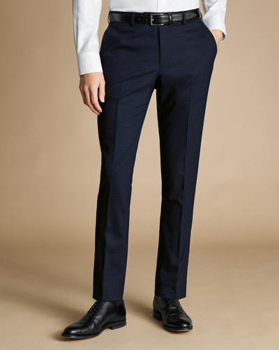 Charles Tyrwhitt Men's  Micro Grid Check Suit Trousers In Navy