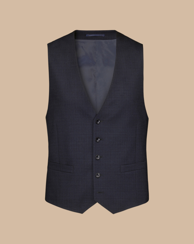 Charles Tyrwhitt Men's  Micro Grid Check Suit Waistcoat In Blue