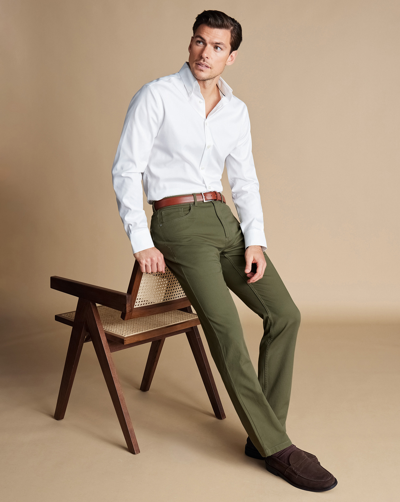 Charles Tyrwhitt Men's  Twill 5 Pocket Jeans In Green
