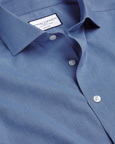 Charles Tyrwhitt Men's  Cutaway Collar Non-iron Poplin Dress Shirt In Blue