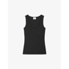 Claudie Pierlot Womens Noir / Gris Scoop-neck Sleeveless Cotton T-shirt