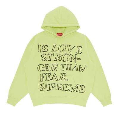 Pre-owned Supreme Stronger Than Fear Hooded Sweatshirt 'lime' In Yellow