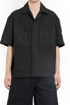 44 Label Group Black Bowling Shirt With Logo Patch In Cotton Denim Man In Black