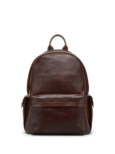 Brunello Cucinelli Calfskin Backpack In Brown