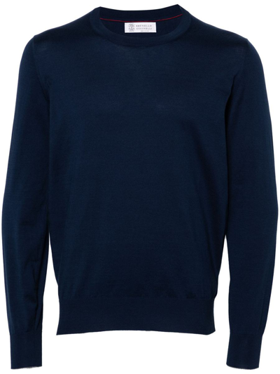 Brunello Cucinelli Men's Cotton Lightweight Sweater In Azul