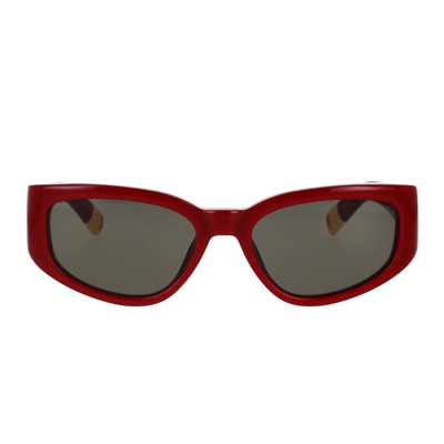 Jacquemus Rectangle Frame Sunglasses In Red
