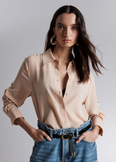 Other Stories Mulberry Silk Shirt In Beige