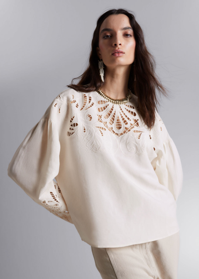 Other Stories Broderie Anglaise Blouse In Beige