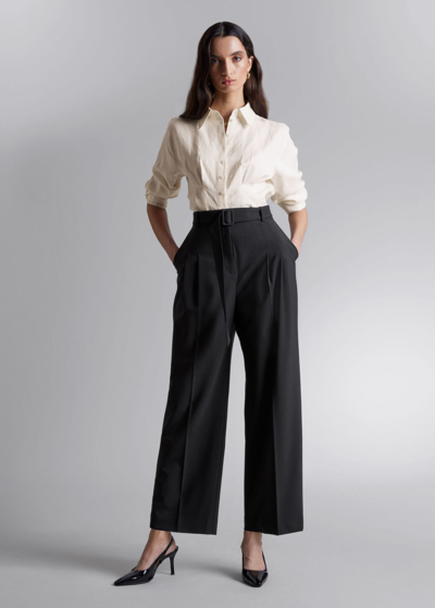Other Stories Tailored Belted Trousers In Black