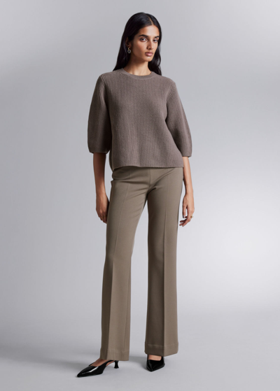 Other Stories Flared Trousers In Beige