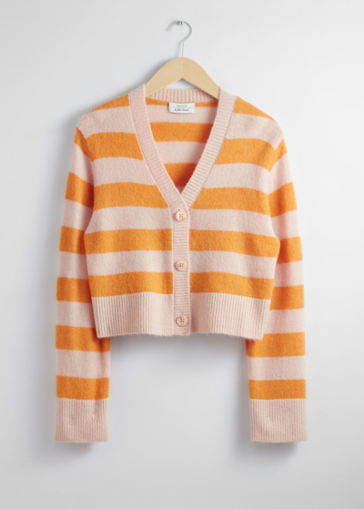 Other Stories Cropped Knit Cardigan In Beige