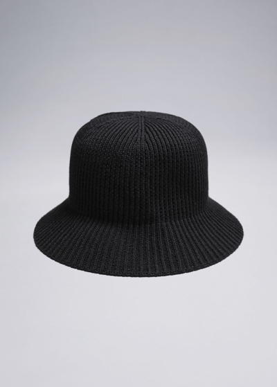 Other Stories Rib Knitted Bucket Hat In Black