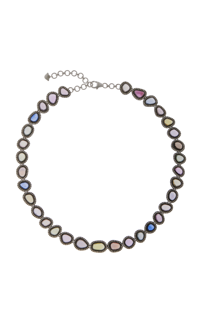 Amrapali One-of-a-kind Midnight Blossom 18k White Gold Sapphire Necklace In Metallic