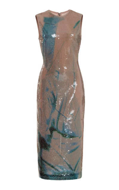 16arlington Aveo Printed Sequin Midi Dress In Blue