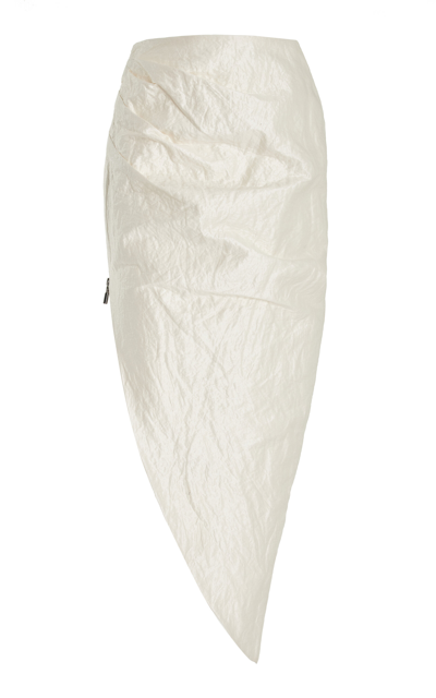 Maticevski Cologne Asymmetric Metallic Ramie-blend Midi Skirt In White