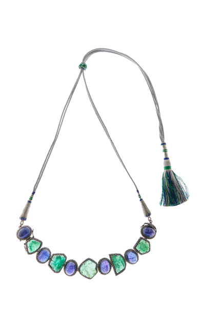 Amrapali One-of-a-kind Rajasthan Emerald; Tanzanite Bracelet/choker In Metallic
