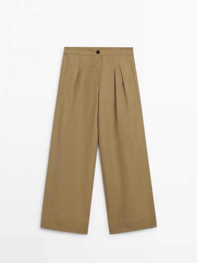 Massimo Dutti High-waist Wide-leg Trousers With Double Dart Detail In Washed