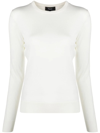 Theory Womens New Ivory - Cx1 Round-neck Regular-fit Wool-blend Knitted Top Xl In White