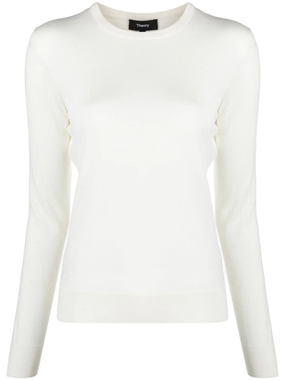 Theory Long Sleeve Jumper In White