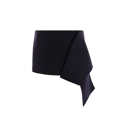 Prada Mini Wool Cashmere Draped Skirt In Blue