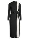Reiss Millie - Black/white Contrast Stripe Belted Midi Dress, Us 8