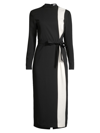 Reiss Millie Contrast-stripe Stretch-woven Midi Dress In Black White