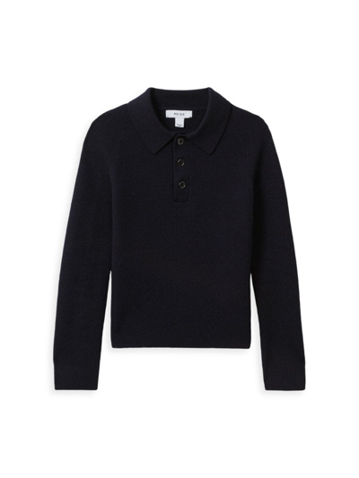 Reiss Kids' Little Boy's & Boy's Holmes Merino Wool Polo Sweater In Navy