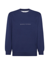 Brunello Cucinelli Men's Techno Cotton French Terry Sweatshirt With Embroidery In Night