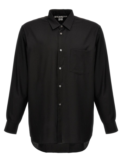 Comme Des Garçons Wool Shirt Chest Pocket In Negro