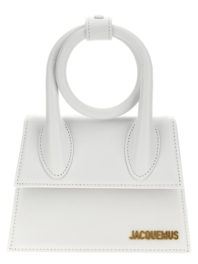 Jacquemus Le Chiquito Noeud Leather Clutch In White