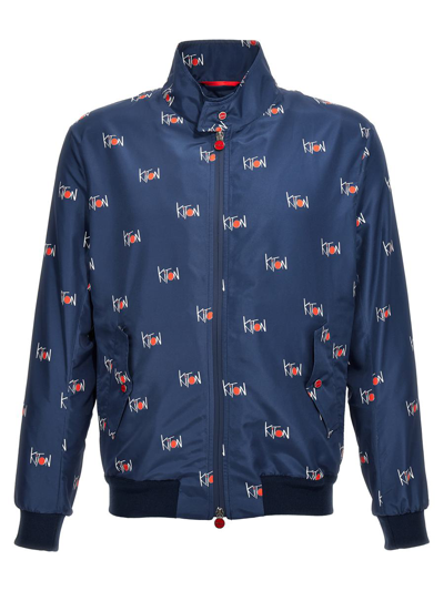 Kiton All Over Logo Blouson In Azul