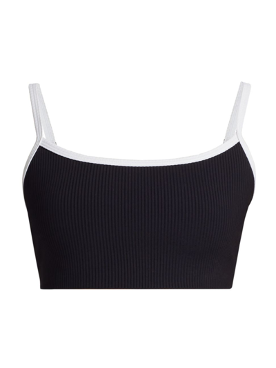 Year Of Ours Women's Ribbed Two-tone Bralette In Black White
