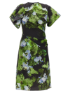 Victoria Beckham Floral Print Mini Dress With Cape-style Sleeves In Multicolor