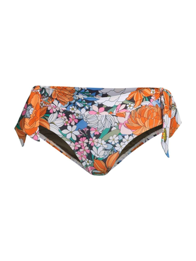 Change Of Scenery Women's Floral Side-tie Bikini Bottom In Tropical Garden