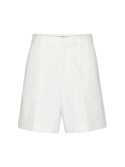 Valentino Men's Stretch Cotton Canvas Bermuda Shorts In White