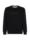 Brunello Cucinelli Men's Techno Cotton French Terry Sweatshirt With Embroidery In Nero+camel
