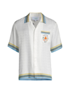 CASABLANCA MEN'S LOGO SILK CAMP SHIRT