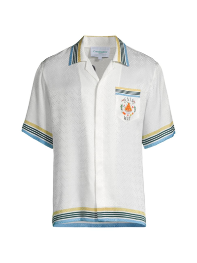 Casablanca Men's Tennis Club Icon Silk Camp Shirt In White