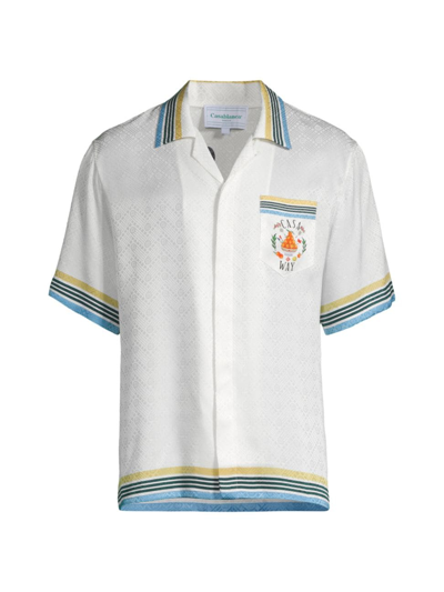 CASABLANCA MEN'S LOGO SILK CAMP SHIRT