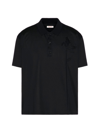 VALENTINO MEN'S MERCERIZED COTTON POLO SHIRT WITH FLOWER EMBROIDERY