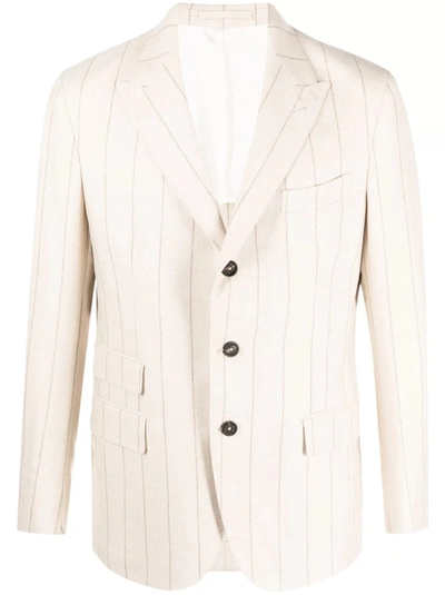 Eleventy Beige Striped Jacket In Neutrals