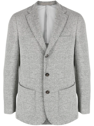 Eleventy Gray Single Breasted Jacket In White