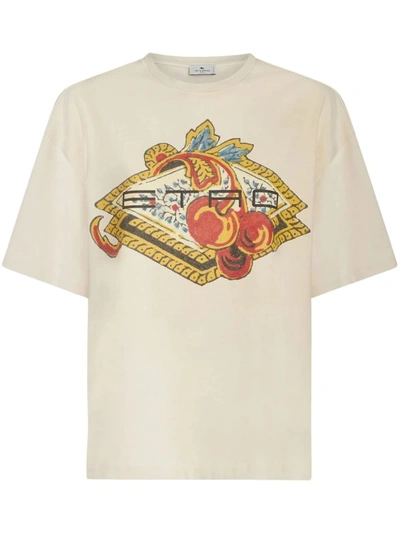 Etro Printed Cotton Jersey Over T-shirt In White